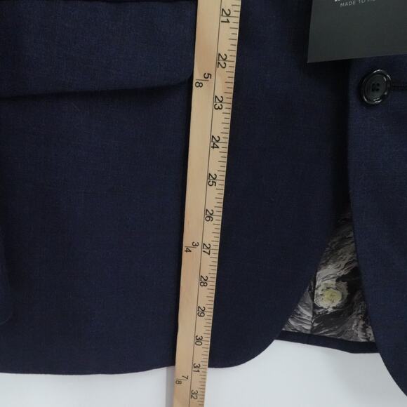 Indochino Sport Coat 40r Blue Wool Silk 2 Button Notch Lapel Made To Measure - Picture 7 of 14